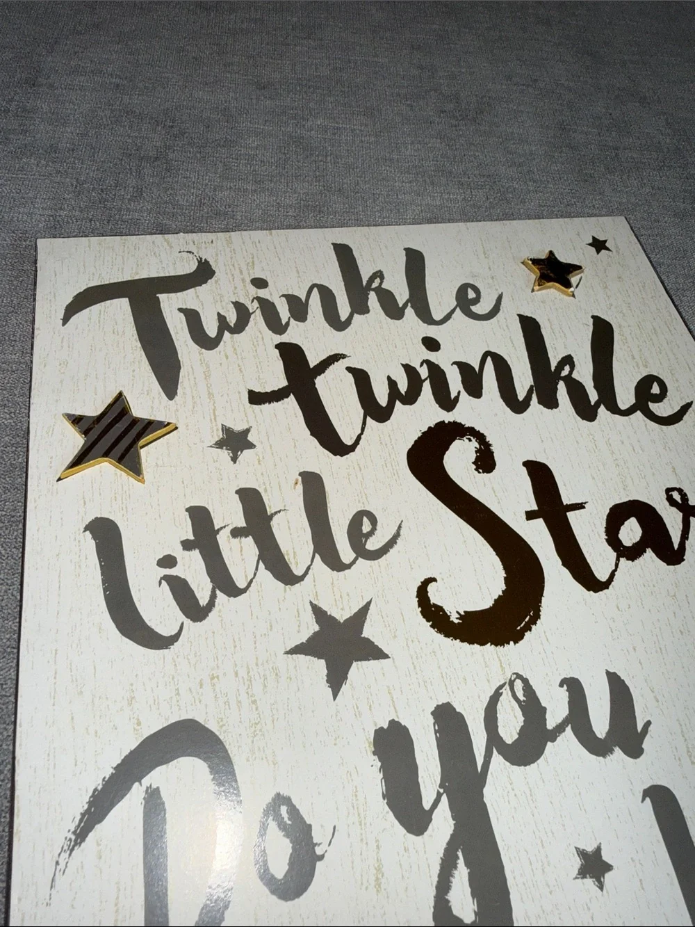 Twinkle Little Star Gold & Gray Wall Sign Art   - Nursery Wall Decor